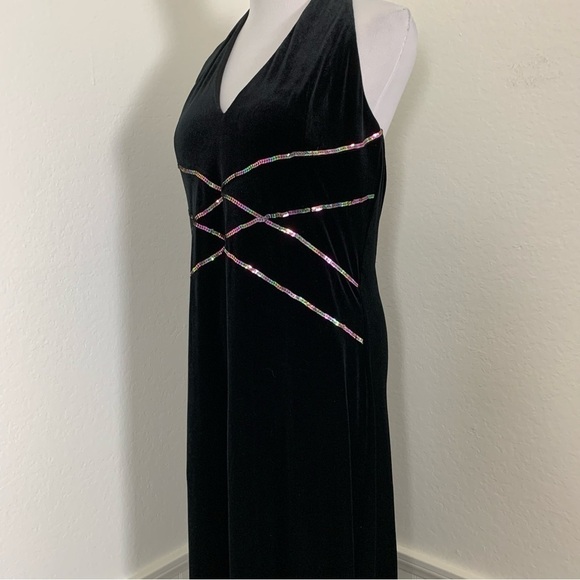 Vtg Jessica McClintock Gunne Sax Velour Long Gown Rainbow Sequin 90s Womens 11 - Picture 16 of 17